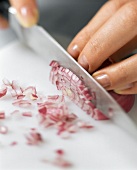 Dicing red onions 