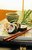 Maki Sushi with Red Chopsticks