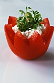 Stuffed tomato lily with cress