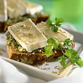 Cheese and sesame peasant bread with fresh chervil