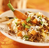 Middle Eastern mince & rice with carrots and apricots