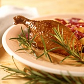 Muscovy duck with sweet red cabbage stuffing & rosemary