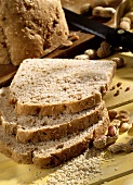 Peanut and sesame bread, partly sliced