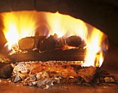 Holzscheite in einem Kaminfeuer