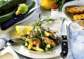 Chopped veal (Geschnetzeltes) with courgettes & rosemary; rosti