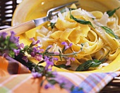 Ribbon noodles with sage butter and parmesan shavings