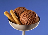 Chocolate ice cream with wafers