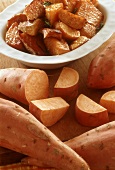 Fresh and roasted sweet potatoes