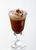 Hot chocolate with cream in a glass