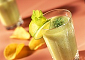 Vegetable smoothie with cucumber, celery and cress