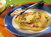 Catfish fillet with ginger and coriander sauce