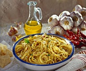 Spaghetti aglio, olio, peperoncino (spicy pasta dish)