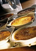 Crème brulee in shallow gratin dishes