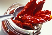 Bottled dried tomatoes in a jar