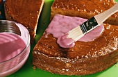 Icing baked cake (pink beetle)