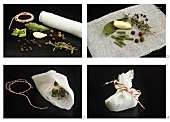 Linen spice bag, tied with kitchen string