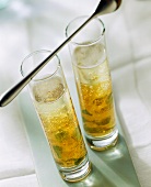 Lightly jellied champagne soup in two glasses
