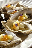 Oysters with apple cubes and caviare