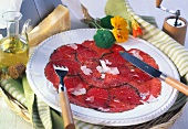 Carpaccio (Slices of raw beef fillet with Parmesan & oil)
