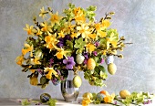 Easter bouquet of daffodils, pussy willow & Christmas roses