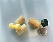 Various corks and bottle caps