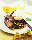 Hare with chard and chanterelles