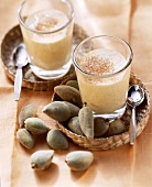 Almond mousse with cinnamon in two glasses