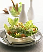 Caesar salad on glass plate
