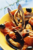 Mussels with tomatoes and olives