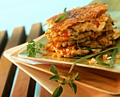 Potato rosti with vegetable tartare and fresh herbs