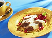 Two colour bavarois (Bavarian cream) with redcurrants 