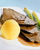 Braised pickled beef (Sauerbraten) with potato dumpling