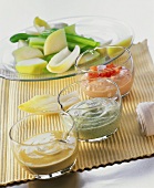 Various mayonnaise dips for raw vegetables