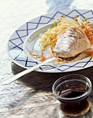 Redfish fillet with cabbage and carrots