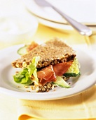 Nut bread with ham, cucumber and lettuce