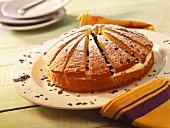 Stracciatella dome cake with chocolate flakes