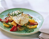 Monkfish fillet on peppers with rosemary