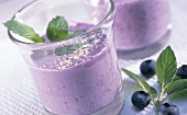 Kefir shake with blueberries and fresh mint