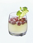 Raspberry and lemon punch in glass