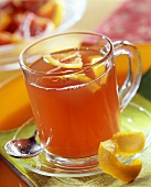 Blood orange punch in glass cup