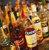 Various spirits in bottles