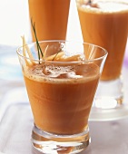 Carrot shake with strips of fresh carrot