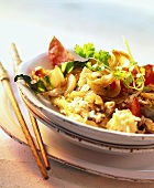 Fried rice with vegetables, egg and coriander leaves