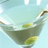 Martini with green olives