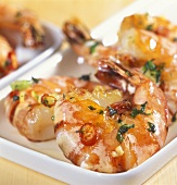 Barbecued coriander shrimps with ginger