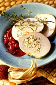 Stuffed turkey breast with cranberry sauce