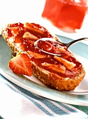 Diabetic strawberry & pineapple jam on wholemeal bread