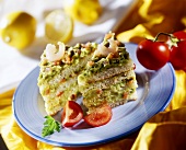 Multi-layer sandwiches with avocado, shrimps & tomatoes