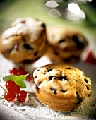 Muffins with blueberries and redcurrants