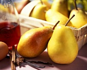 Fresh pears, red wine and spices